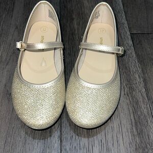 Gold glitter like shimmery Mary Jane like flat dress shoes